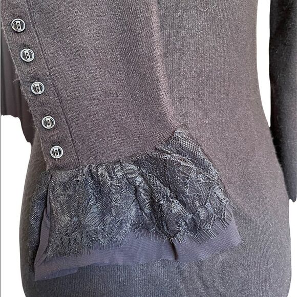 Soft Surroundings Navy Blue Turtle Neck with Button/Lace Cuffs - Picture 6 of 12